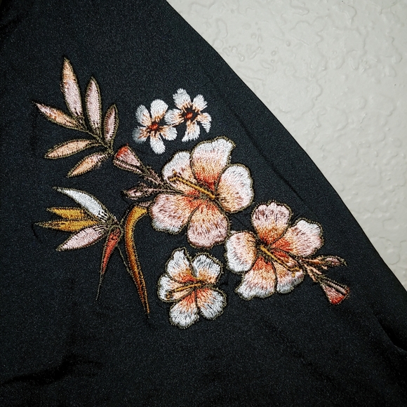 NWT L/20 Black/Orange/Pink/White Embroidered Floral City Chic One Piece - Picture 4 of 7